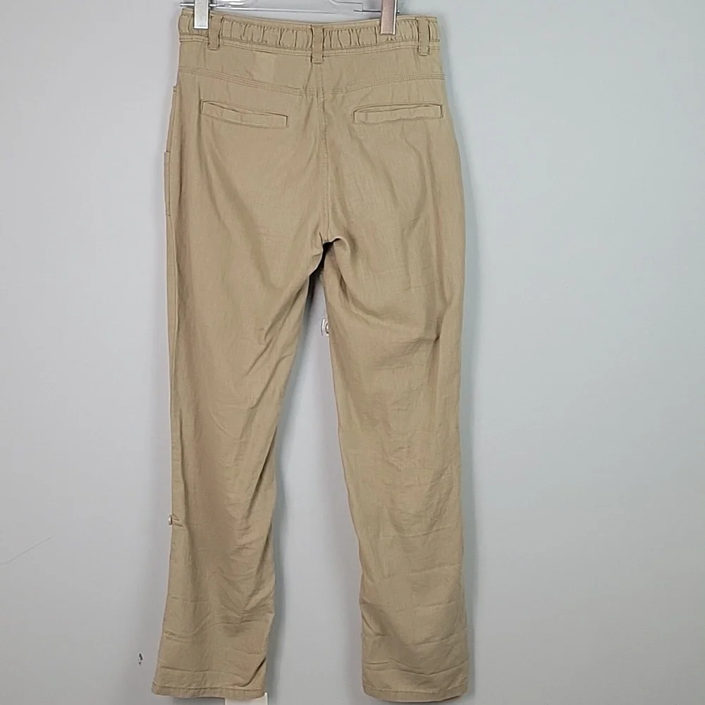 y2k H&M beige linen cargo roll up pants size 8